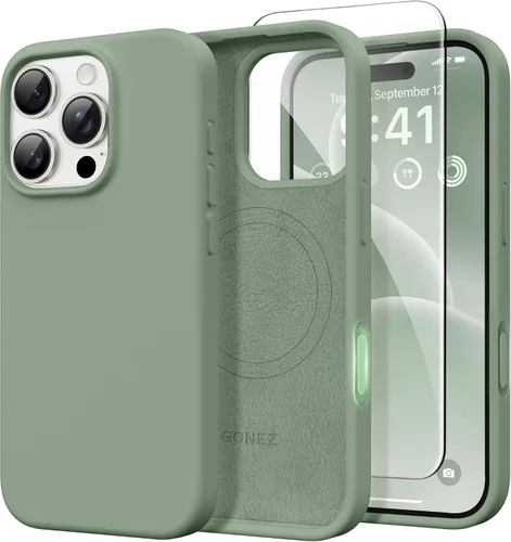 Vista 138 de GONEZ Funda magnética para iPhone 14, compatible con Magsafe, con protector de pantalla + protector de cámara, forro de microfibra antiarañazos