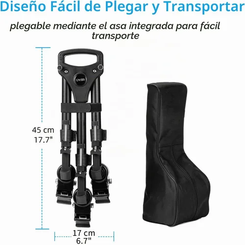 Vista 7 de Cayer TD03 Trípode Dolly, ruedas resistentes de 3" con estuche