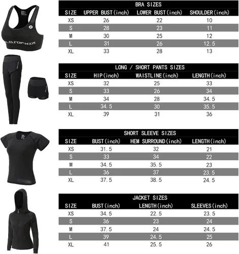 Vista 5 de TONGXinHUA - Conjunto de 5 piezas de entrenamiento para mujer, trajes deportivos para hacer yoga, bailar, fitness