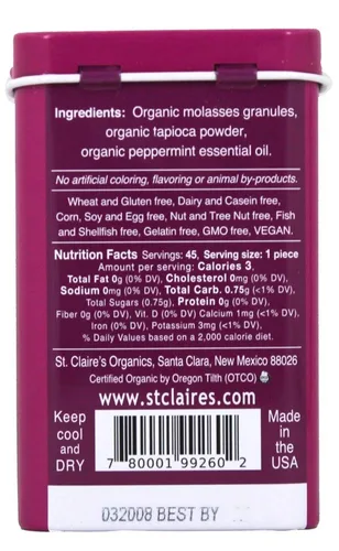 Vista 2 de Mentas orgánicas de menta prémium St.Claires Organics Lata de 1.5 onzas