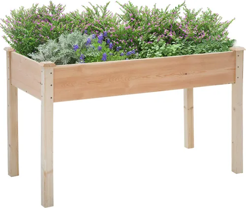 Vista 9 de FDW Jardinera elevada de 3 niveles para exteriores, jardinera de madera de 48 x 48 x 29 pies, con secciones divididas, base abierta para verduras