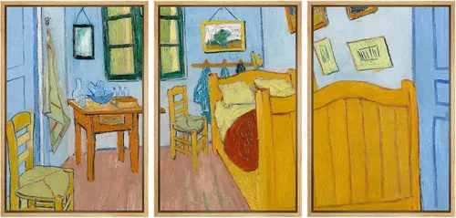Vista 8 de wall26 Lienzo enmarcado para pared, juego de arte con flores de almendra de Vincent Van Gogh, naturaleza, ilustraciones de área silvestre, bellas