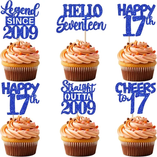 Vista 102 de 30 piezas negras para cupcakes de 10.º cumpleaños con purpurina Ten Happy 10 Straight Outta 2016 para saludos a 10 años 10 cumpleaños, boda Negro
