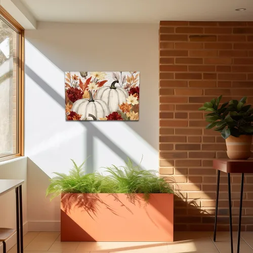 Vista 5 de QIXIANG Lienzo de otoño para pared, impresiones de imágenes de hojas de calabaza, imagen de otoño, decoración temática de Halloween, obra de arte