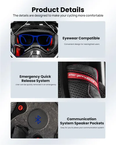 Vista 6 de ILM - Casco de fibra de carbono Snell M2020D de cara completa para motocicleta de aventura, auto de carreras para hombres y mujeres, casco