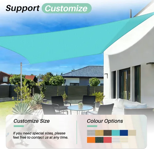 Vista 7 de SunnyRoyal Toldo tipo vela rectangular de 8 x 8 pies, para dar sombra a patios, exteriores, para jardín al aire libre (turquesa)