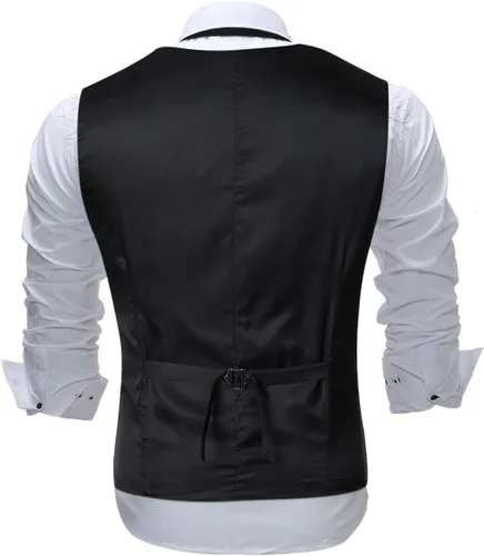 Vista 2 de Cloudstyle Chaleco de vestir con estampado para hombre, ajustado, chaleco formal con botones