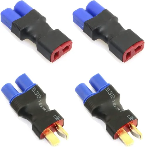 Vista 2 de Adaptador de conector de batería RC LiPo de 4 piezas compatible con EC3 a T macho hembra conectores ESC cargador
