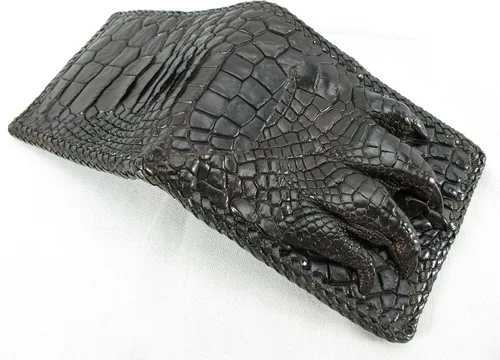 Vista 4 de Pelgio Cartera de piel de cocodrilo genuina hecha a mano de piel de cocodrilo