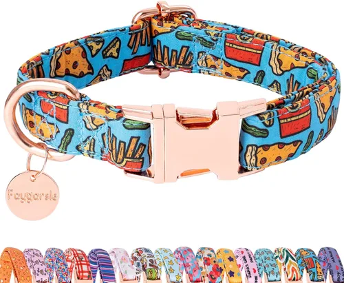 Vista 7 de Faygarsle Collar de perro floral para niñas y perras, collar suave y elegante para mascotas con diseño de flores, collar negro ideal para perros