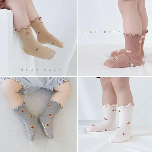 Vista 5 de Calcetines con volantes para bebé, niñas pequeñas, con volantes, de malla, color liso, para el verano