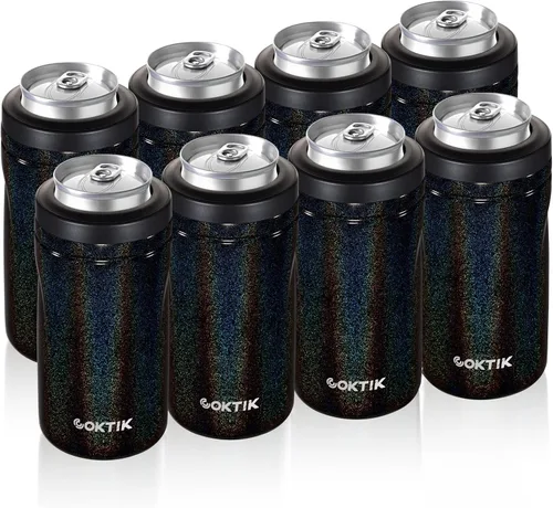 Vista 30 de COKTIK 4 en 1 enfriador de latas aislado, enfriador de latas delgadas de doble pared para latas de 12 oz regulares o delgadas y botellas de cerveza