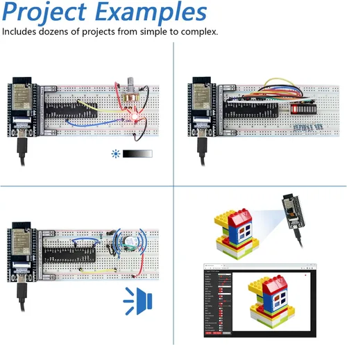Vista 4 de Freenove Kit básico de inicio para ESP32 CAM (incluido), microcontrolador de doble núcleo de 32 bits y 240 MHz, cámara inalámbrica integrada, código