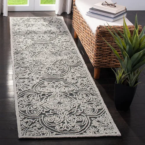 Vista 32 de SAFAVIEH Trace Collection - Alfombra decorativa de 2 x 3 pies, color marfil, lana hecha a mano, ideal para zonas de alto tráfico en entrada, sala