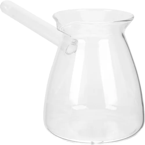 Vista 6 de Hemoton Cafetera turca de vidrio de borosilicato de 14.25 onzas, cafetera para estufa con asa, calentador de leche, chocolate caliente o mantequilla
