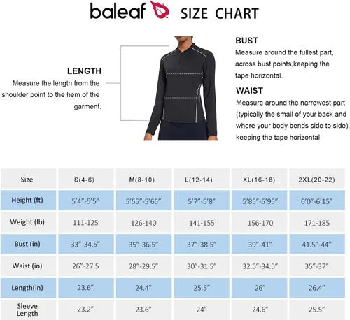 Vista 7 de BALEAF Camisetas de manga larga para mujer, tenis y golf, UPF 50+ con cremallera de 14, de secado rápido