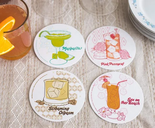 Vista 4 de Juego de posavasos de corcho retro - Bebidas - Juego de 4