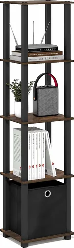 Vista 25 de Furinno Turn-N-Tube - Estantería de almacenamiento de 5 niveles, estante cuadrado para libros, estante de esquina, estantes abiertos sin