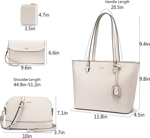 Vista 6 de LOVEVOOK Bolsos de mano para mujeres, bolsos de hombro, bolso tote, bolso satchel, bolso hobo, conjunto de bolso de 3 piezas