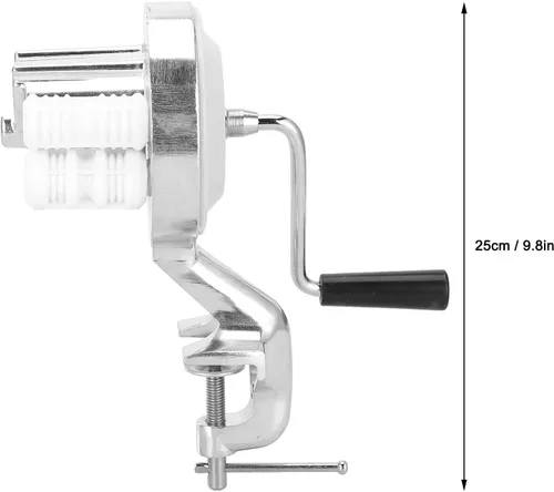 Vista 4 de Máquina manual para hacer macarrones, máquina para hacer pasta, máquina para hacer pasta, acero inoxidable, manivela, fideos, máquina de prensado