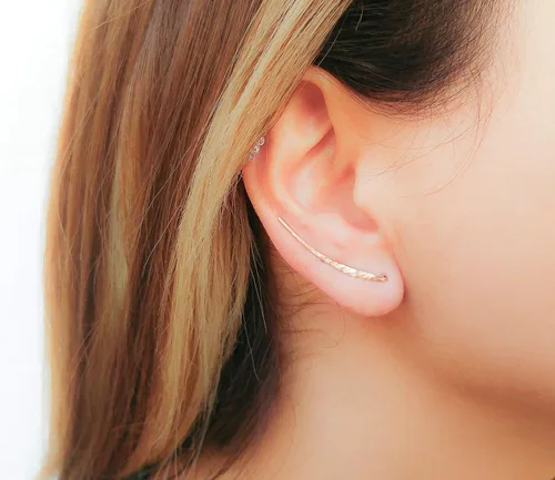 Vista 2 de Pendientes trepadores largos con relleno de oro para escaladores