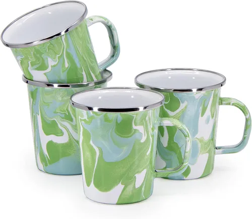 Vista 10 de Golden Rabbit Enamelware Latte Coffee or Tea Mugs, 16 ounce, Americana, Set of 4