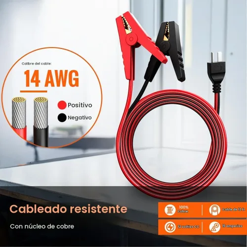 Vista 5 de Journeyman-Pro - Cables de carga de batería CC tipo T compatibles con generador Honda 14AWG 15A 12VDC con abrazaderas aisladas, cable de 3.6 m