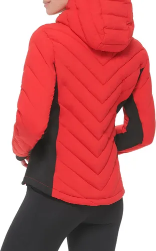 Vista 3 de Calvin Klein Women's Scuba Side Panel and Sleeve Detail Adjustable Hood Zip Pocketspuffer