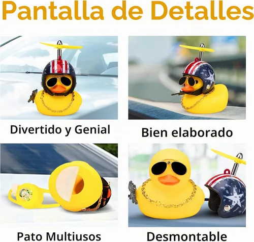 Vista 7 de wonuu Campana de bicicleta de pato de goma, patos exprimibles con casco para ciclismo, decoración de salpicadero, accesorios de motocicleta