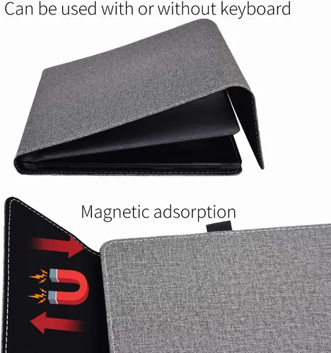 Vista 5 de Funda para Surface Pro 8 de 13 pulgadas 2021, compatible con teclado tipo y soporte, funda de piel sintética de alta calidad con múltiples ángulos