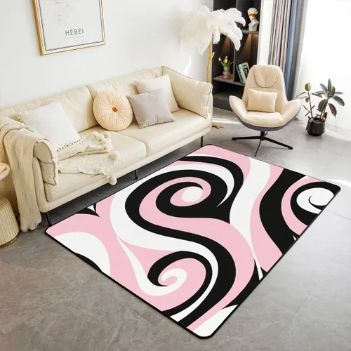 Vista 13 de Alfombra de área en espiral colorida de 3 x 5 pies, abstracta y moderna geométrica, decoración de remolinos, antideslizante, para hombres, mujeres