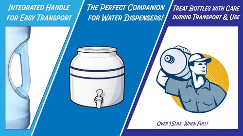 Vista 4 de New Wave Enviro Botella de agua de policarbonato, 2 galones, tapa superior de rosca con asa integrada para un fácil transporte, construida