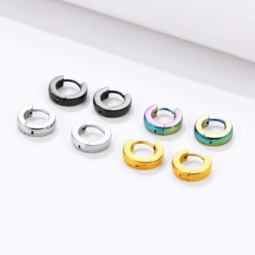 Vista 6 de Juego clásico de 345 pares de aretes de aro para hombres y mujeres, 0.118 in de ancho, de acero inoxidable, hipoalergénicos, joyería minimalista