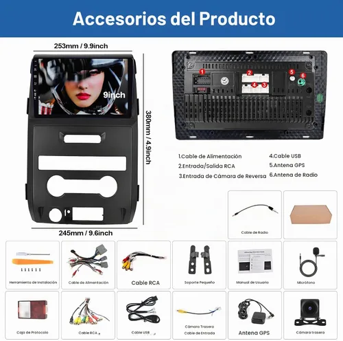 Vista 7 de 6G+128G 8-Core Android 15 Radio de coche estéreo para Ford F150 F-150 2009 2010 2011 2012 con CarPlay Android Auto 9 "IPS pantalla táctil unidad