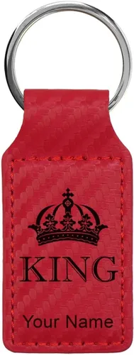 Vista 15 de Llavero rectangular, corona de rey, grabado personalizado incluido, Bambú