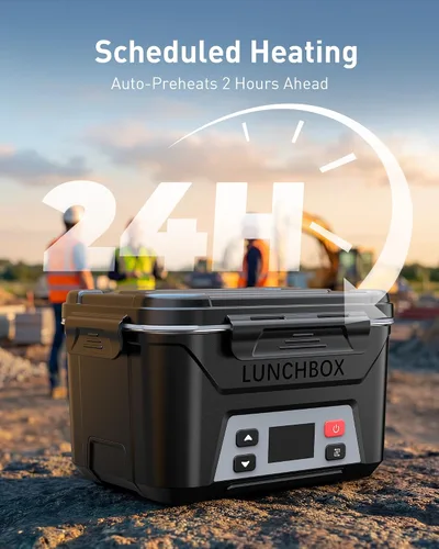 Vista 3 de EAST OAK Caja de almuerzo eléctrica inalámbrica para adultos, caja de almuerzo autocalentable recargable de 5.5 tazas - Calentamiento automático