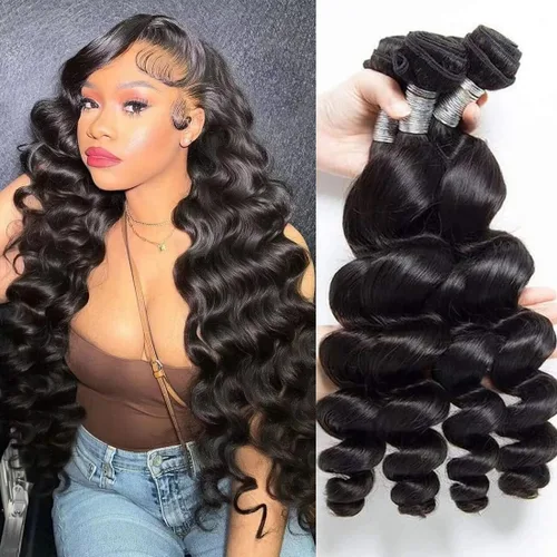 Vista 30 de Extensiones de cabello humano ondulado de 16, 18, 20, 22 pulgadas, grado 10A, extensiones de cabello humano ondulado 100% sin procesar, color negro