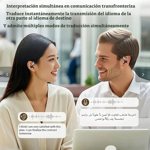 Vista 4 de Auriculares de traductor AI 4 en 1, audio de alta fidelidad, diseño de Negro