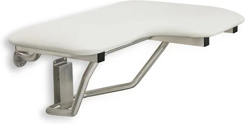 Vista 3 de Seachrome Asiento de ducha Lift-Assist, en forma de L, zurdo, ADA, montaje en pared, acolchado blanco naugahyde