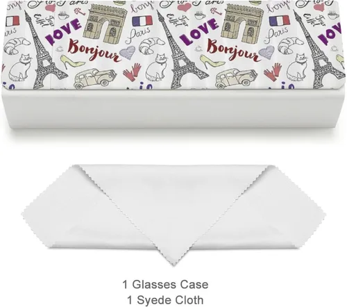 Vista 3 de I Love Paris - Estuche para gafas unisex, caja protectora portátil a la moda, contenedor para gafas