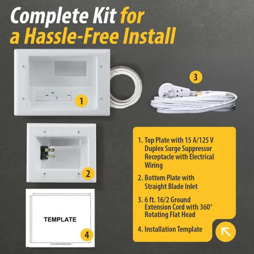 Vista 7 de DataComm Electronics 50-3331-WH-KIT, juego organizador de cable de TV, panel plano (pequeño) Kit organizador con solución de poder aumento de dos