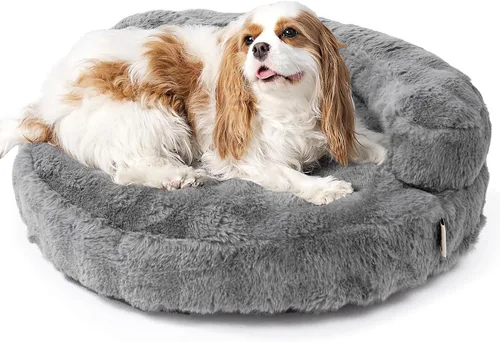 Vista 22 de EHEYCIGA Sofá cama suave para gatos de interior, cama extra pequeña esponjosa para perros con funda extraíble lavable, sofá para mascotas, Camello