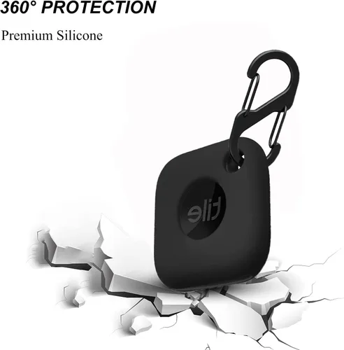 Vista 3 de 4 fundas para Tile Mate Tracker 2024/Tile Mate Tracker 2022, funda protectora de silicona suave que absorbe los golpes con accesorios de mosquetón