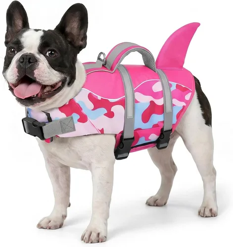 Vista 25 de AOFITEE Chaleco salvavidas para perros, chaleco salvavidas para perros pequeños, chaleco de seguridad reflectante con flotabilidad superior y asa