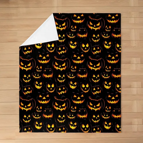 Vista 2 de Manta de franela de vellón con farol de calabaza, tamaño Queen de 90 x 90 pulgadas, para Halloween, para todas las estaciones, para sofá, sofá