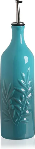 Vista 11 de Sweejar Botella dispensadora de aceite de oliva de cerámica de 20 onzas de alivio opaco que protege para reducir la oxidación, adecuada para Beige