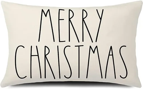 Vista 10 de Funda de almohada con texto en inglés "Merry Christmas", color verde, decoración de Navidad, funda de cojín de lino, 12 x 20 pulgadas