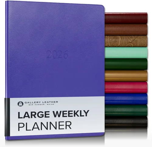 Vista 22 de Gallery Leather Planificador Semanal y Mensual Grande 2025-2026, Calendario Planificador y Cuaderno Elegantemente Encuadernado con Elegantes Bordes