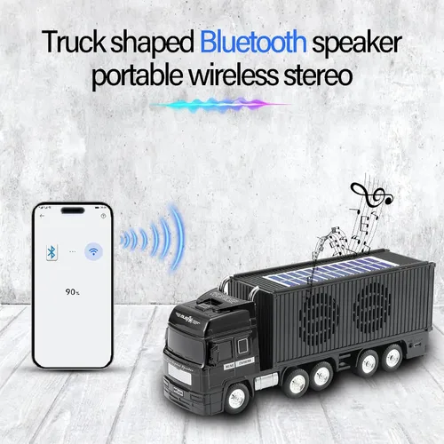 Vista 2 de Altavoz Bluetooth de camión retro alimentado por energía solar, altavoz inalámbrico portátil para automóvil, estéreo HD, emparejamiento TWS, radio