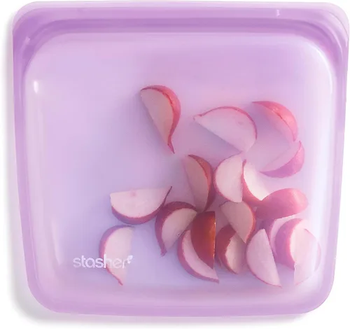 Vista 13 de Bolsa de almacenamiento reutilizable de silicona premium Stasher para sándwiches, color aqua, apta para microondas, sous vide, lavavajillas, horno
